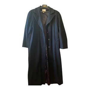 Spiegel Coat Womens Size 12 Black Outerwear Wool Blend Long Maxi Peacoat Winter*